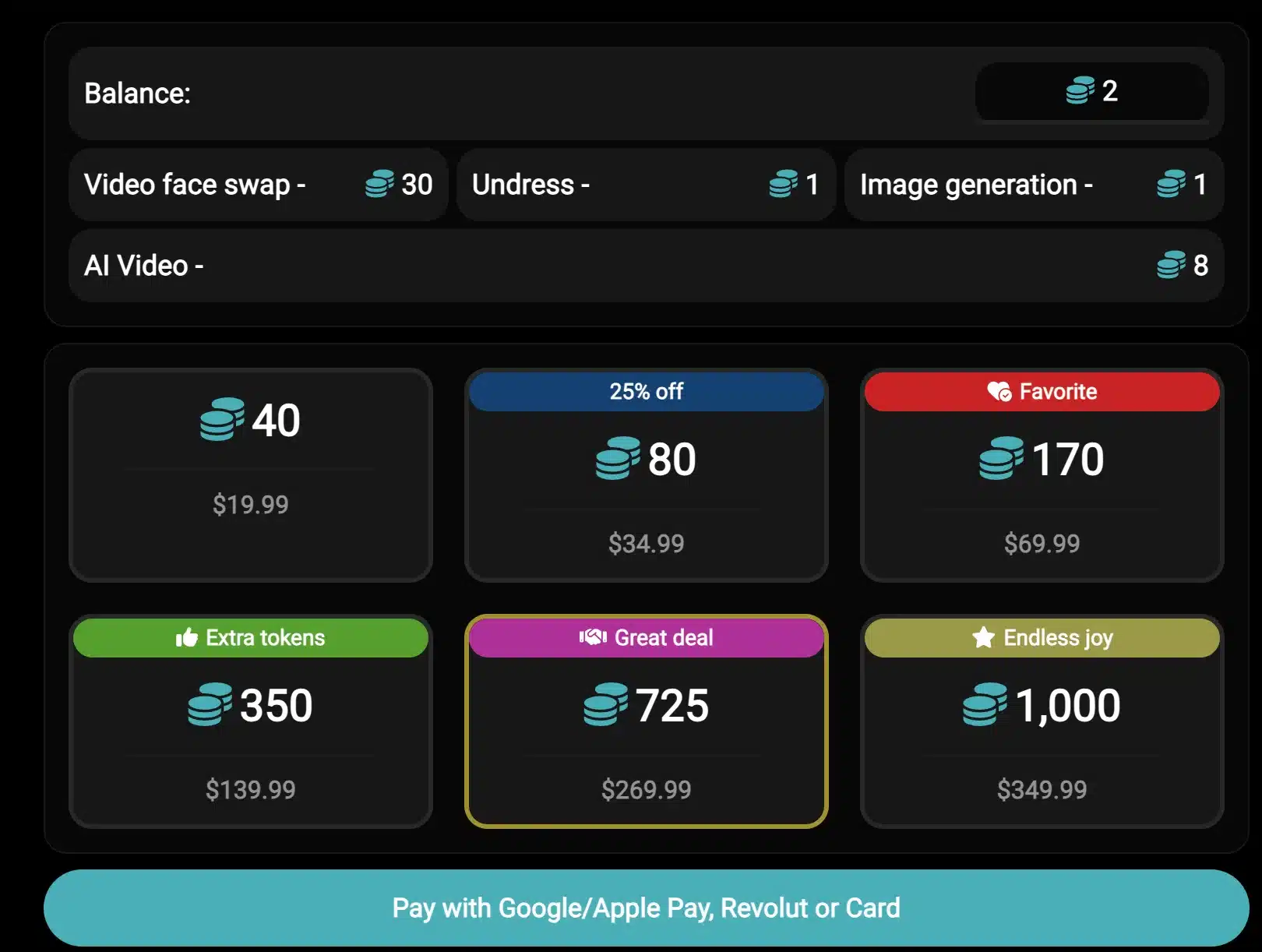 nudemaker pricing list