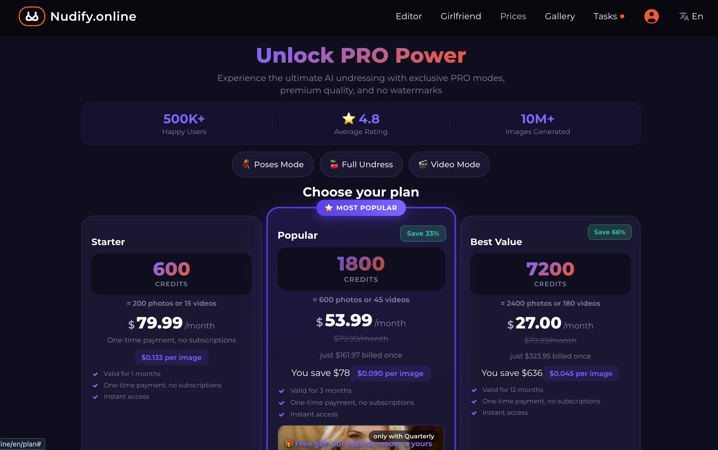 nudify.online prices