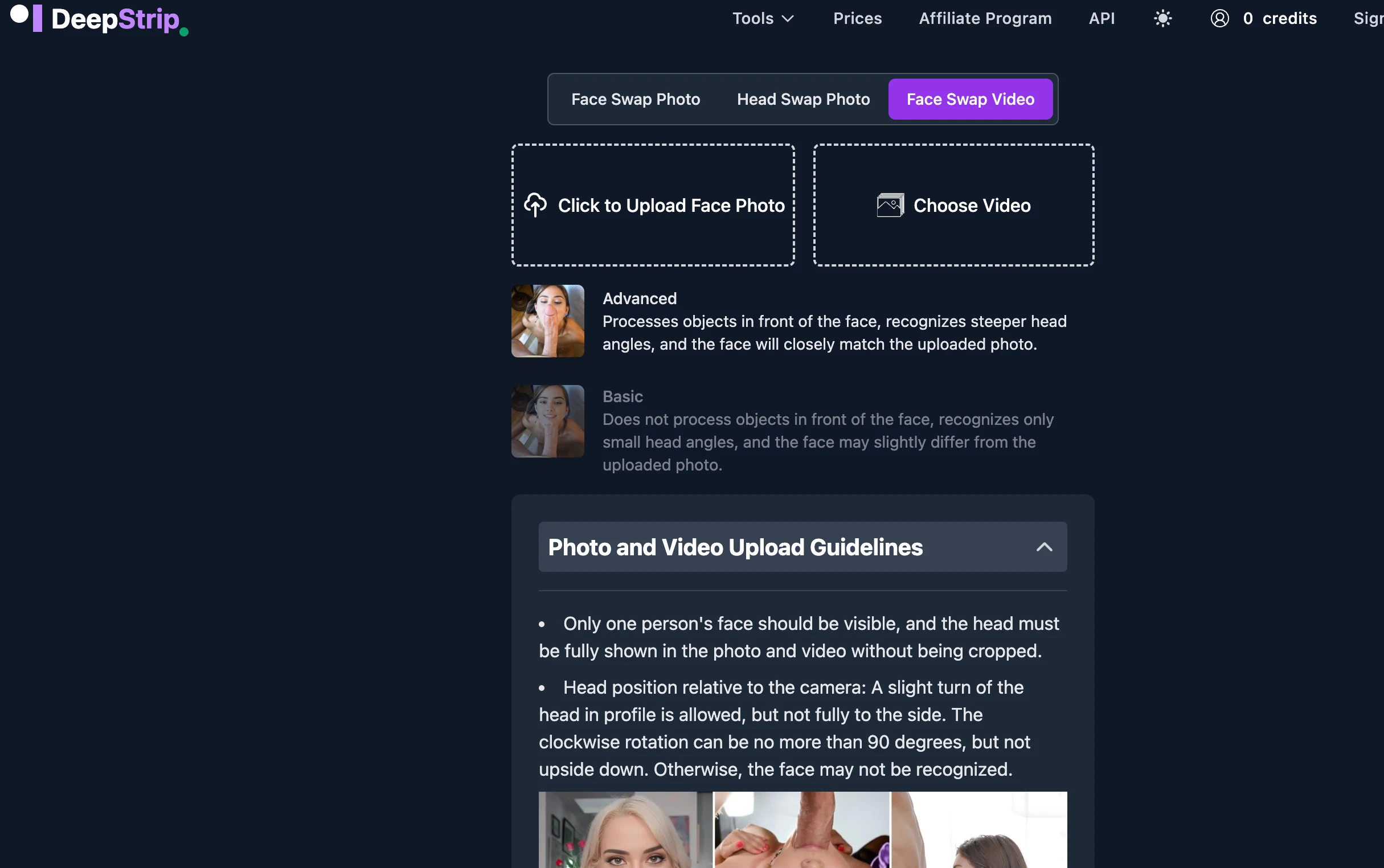 deepstrip faceswap video tool